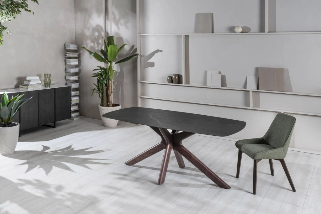 Tavolo Rettangolare 90x180x76 cm in Ceramica Marmo Gemini Nero