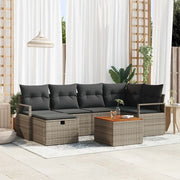 Set Divano da Giardino con cuscino 7 pcs Grigio Poly Rattan