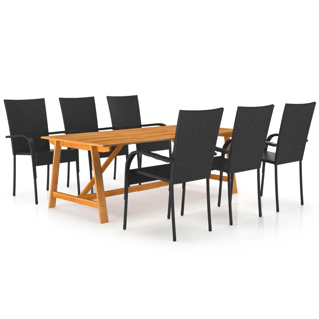 Set Mobili da Pranzo per Giardino 7 pz Nero cod mxl 43639