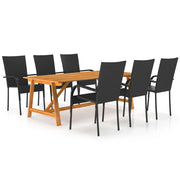 Set Mobili da Pranzo per Giardino 7 pz Nero cod mxl 43639