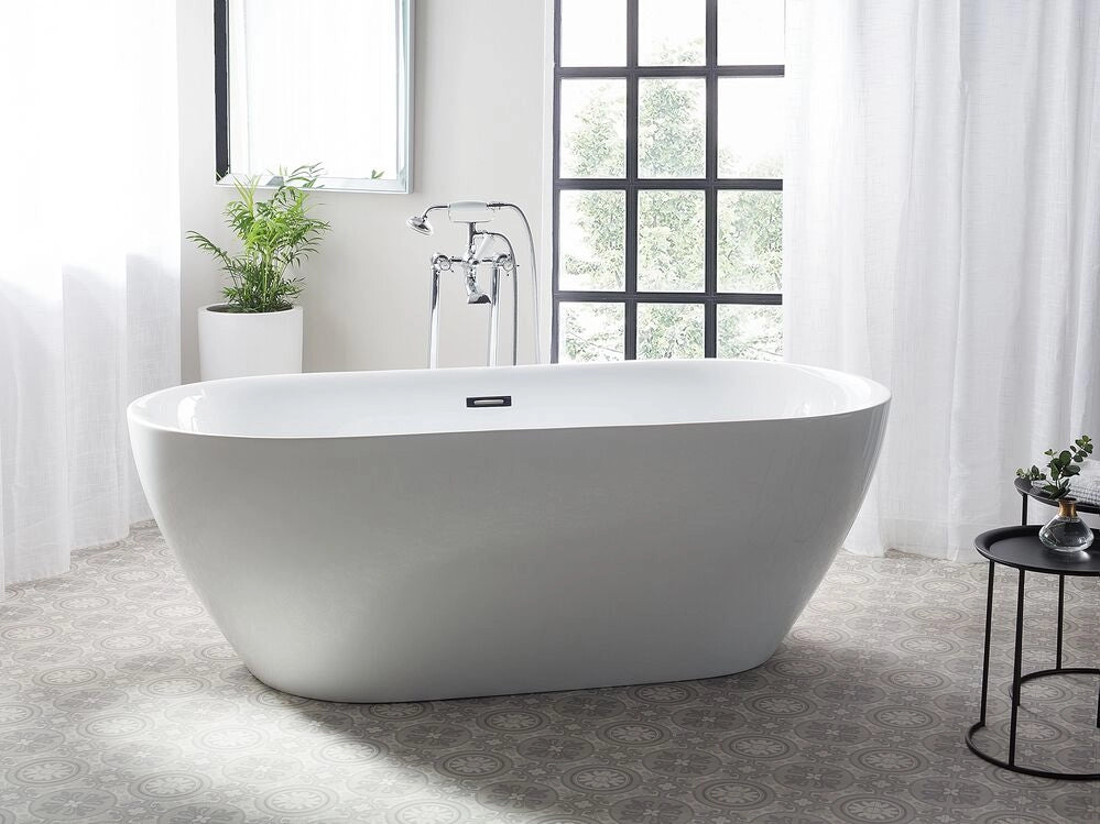 Vasca da Bagno Bianco Freestanding 160 cm in Acrilico Sanitario Moderna
