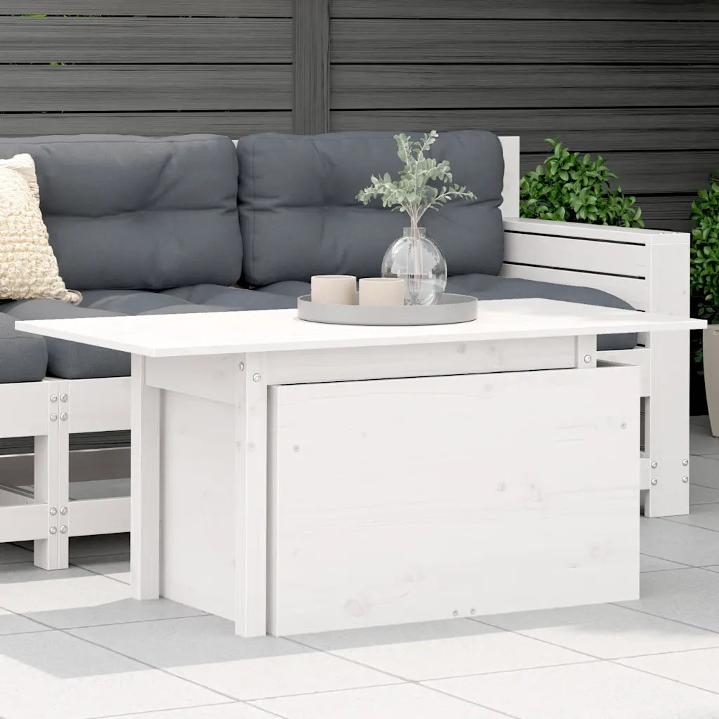 Tavolino da Giardino-Tavolo da Esterno Bianco 100x50x75cm in Legno Massello di Pino