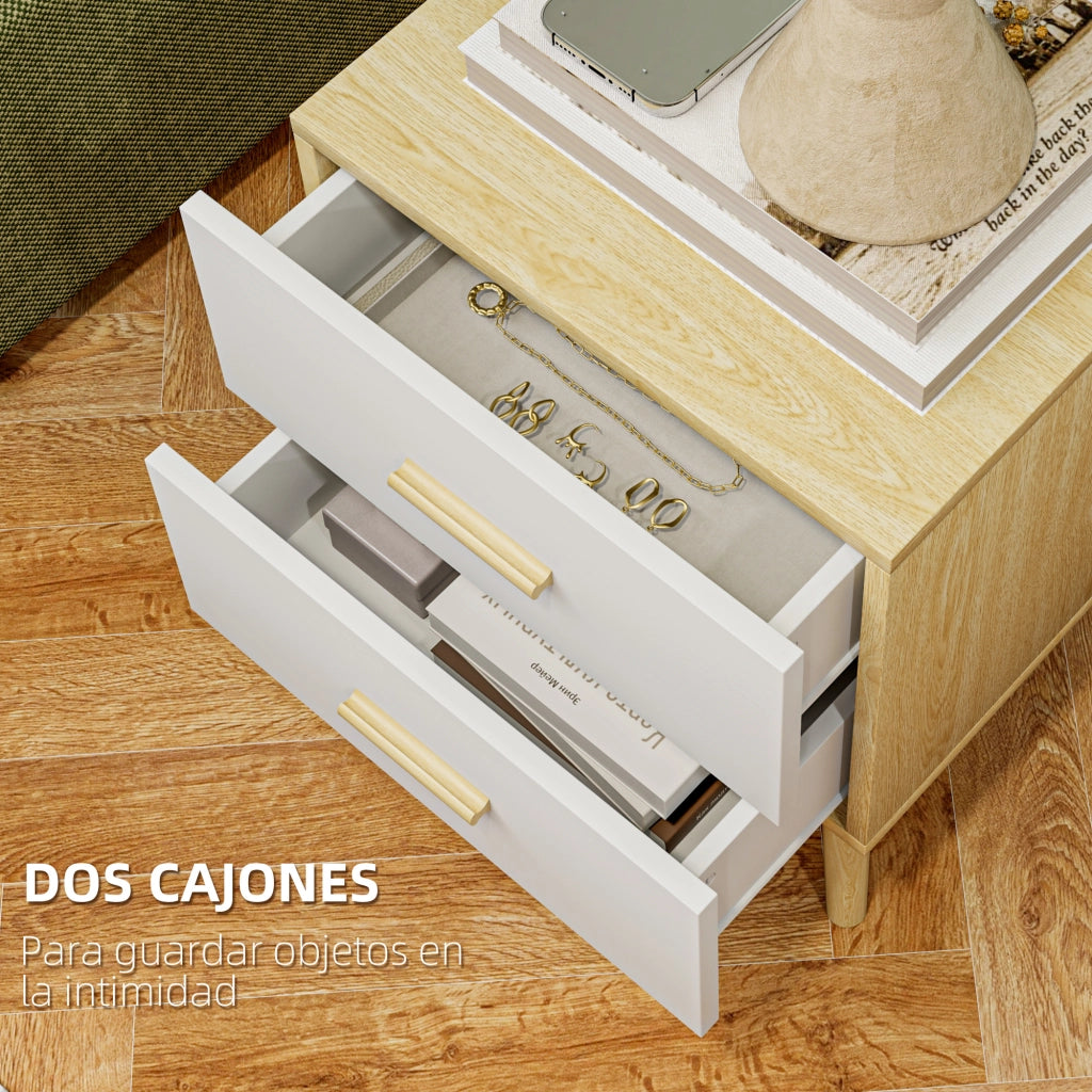 Comodino 2 Pezzi con Cassetti e Maniglie Bamb¨´ ¨C Zephmum ¨C Rovere 40x40x50