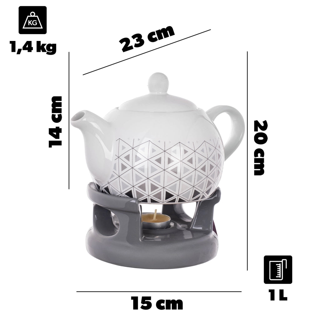 Teiera KADAX con scaldavivande, 1 litro, in ceramica, ideale come regalo.