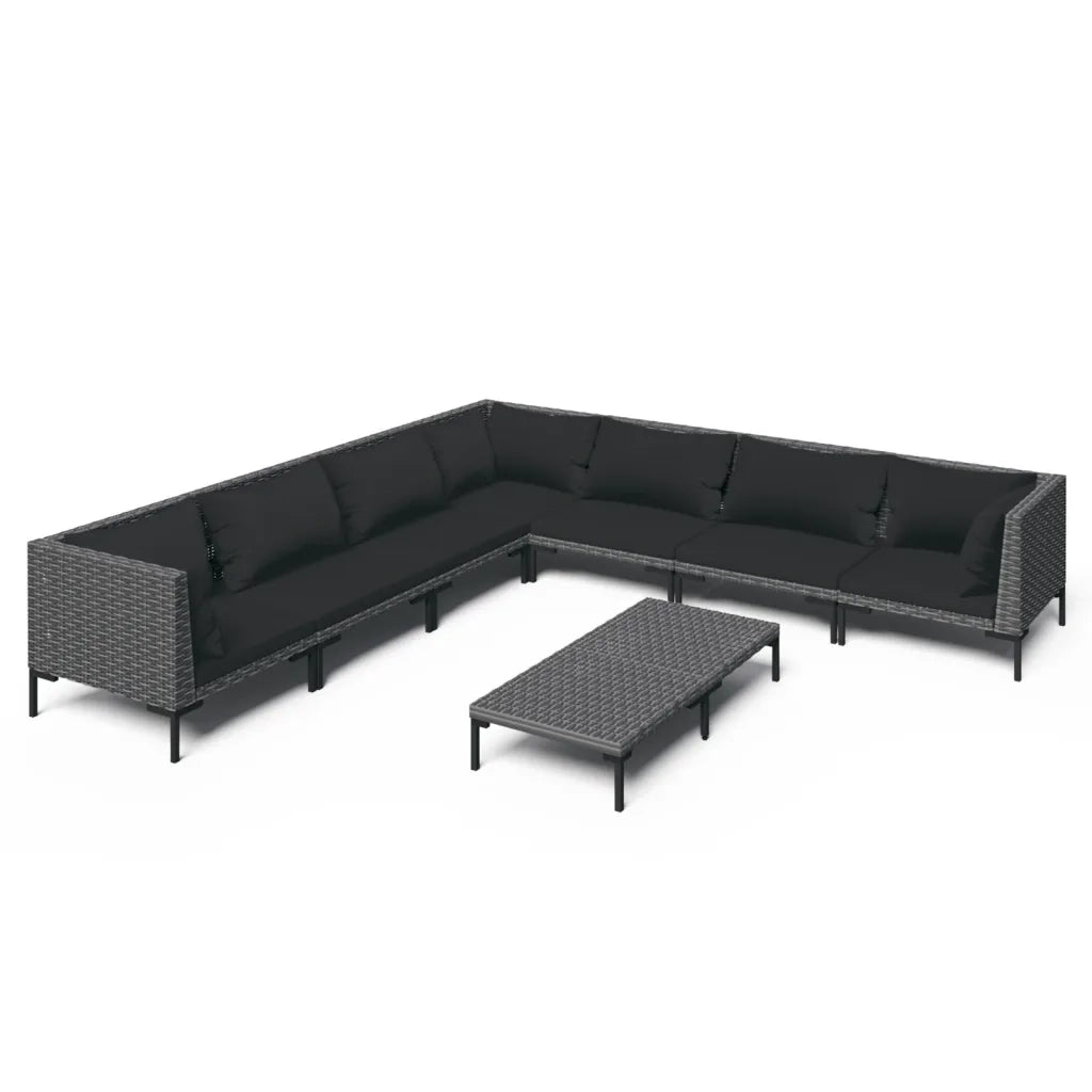 Set Divani Giardino 8 pz con Cuscini in Polyrattan Grigio Scuro cod mxl 41128