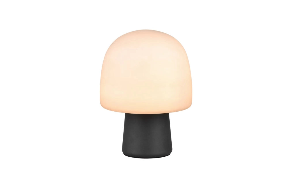 Lampada da tavolo STEEN fungo nero opaco vetro grigio