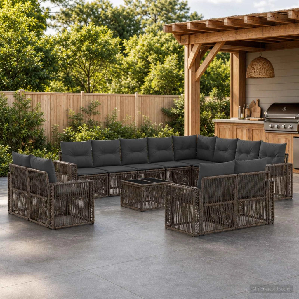 Set Divano da Giardino 13 pz Grigio e Grigio Scuro polyrattan 3435302