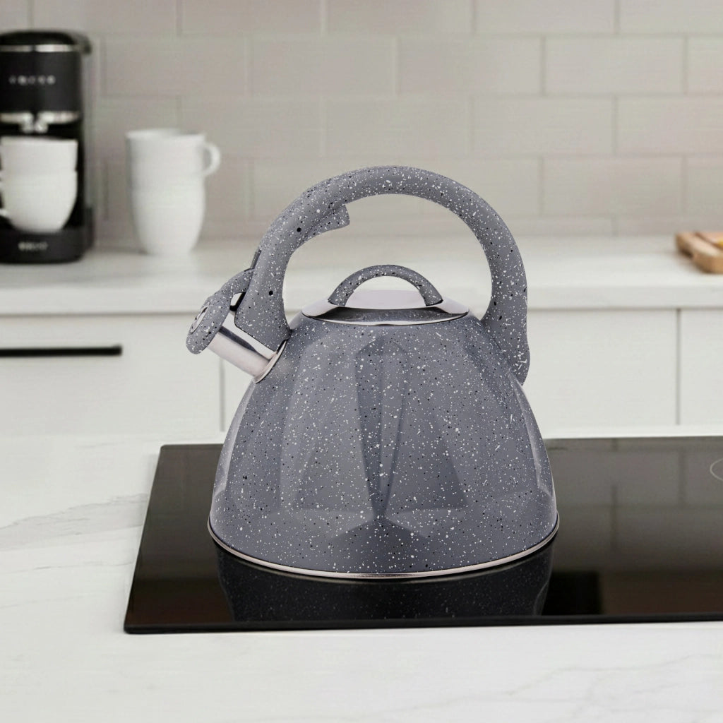 Bollitore a fischio 3L compatibile con induzione con design marmorizzato Grigio Cheffinger