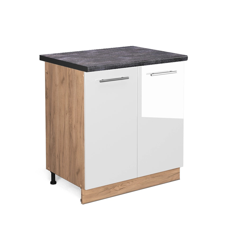Mobile lavello cucina Fame-Line Bianco lucido/Rovere dorato 80 cm, PL Antracite Vicco
