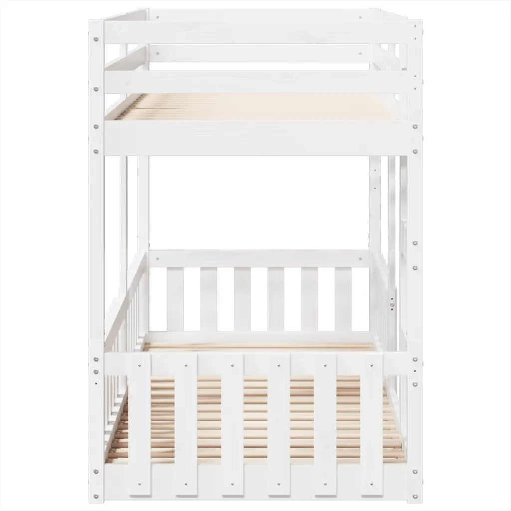 Letto a Castello Bianco 90x200 cm in Legno Massello di Pino
