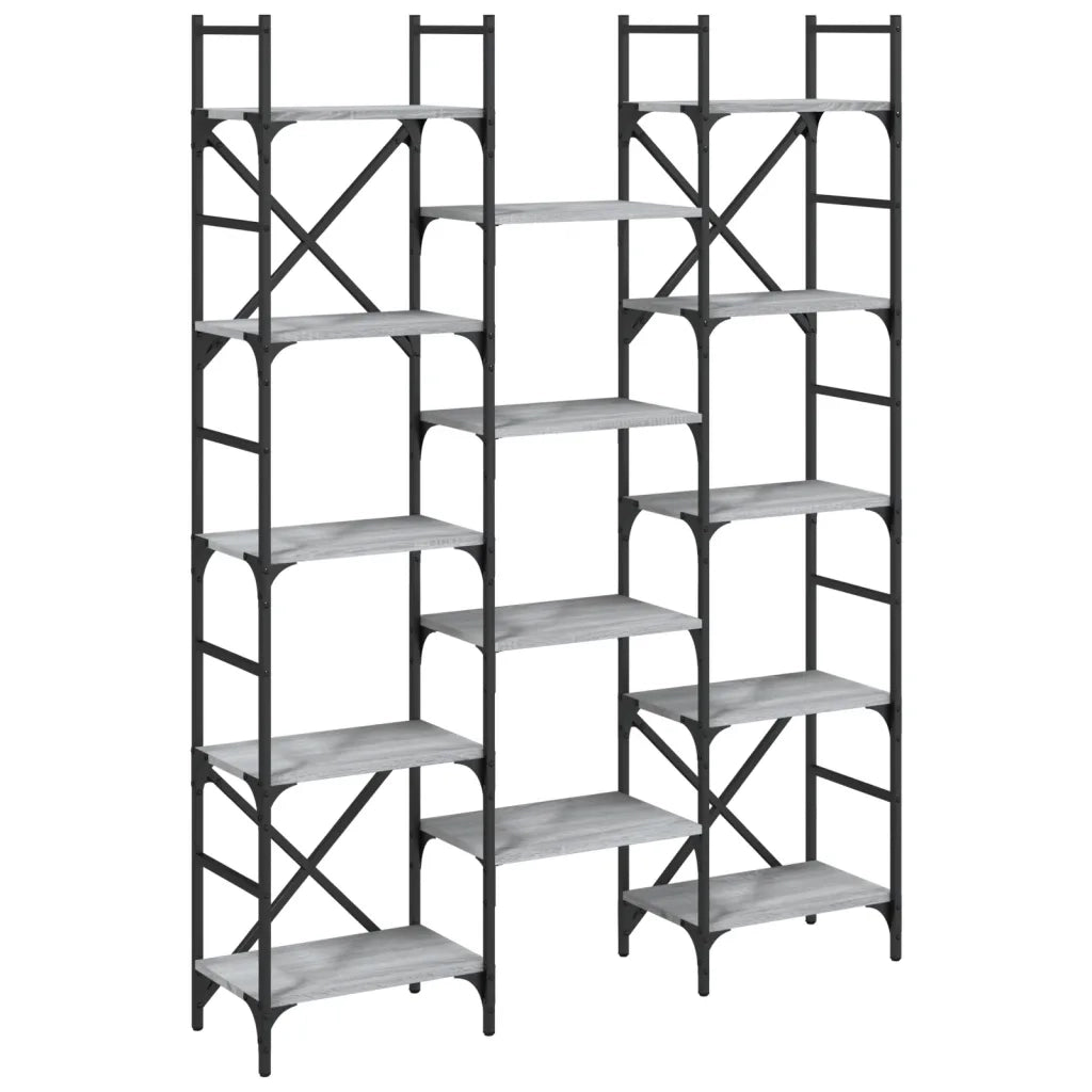 Libreria-Scaffale per Libri-Mobile di Stoccaggio Grigio Sonoma 127,5x28,5x172,5 cm in Legno Multistrato