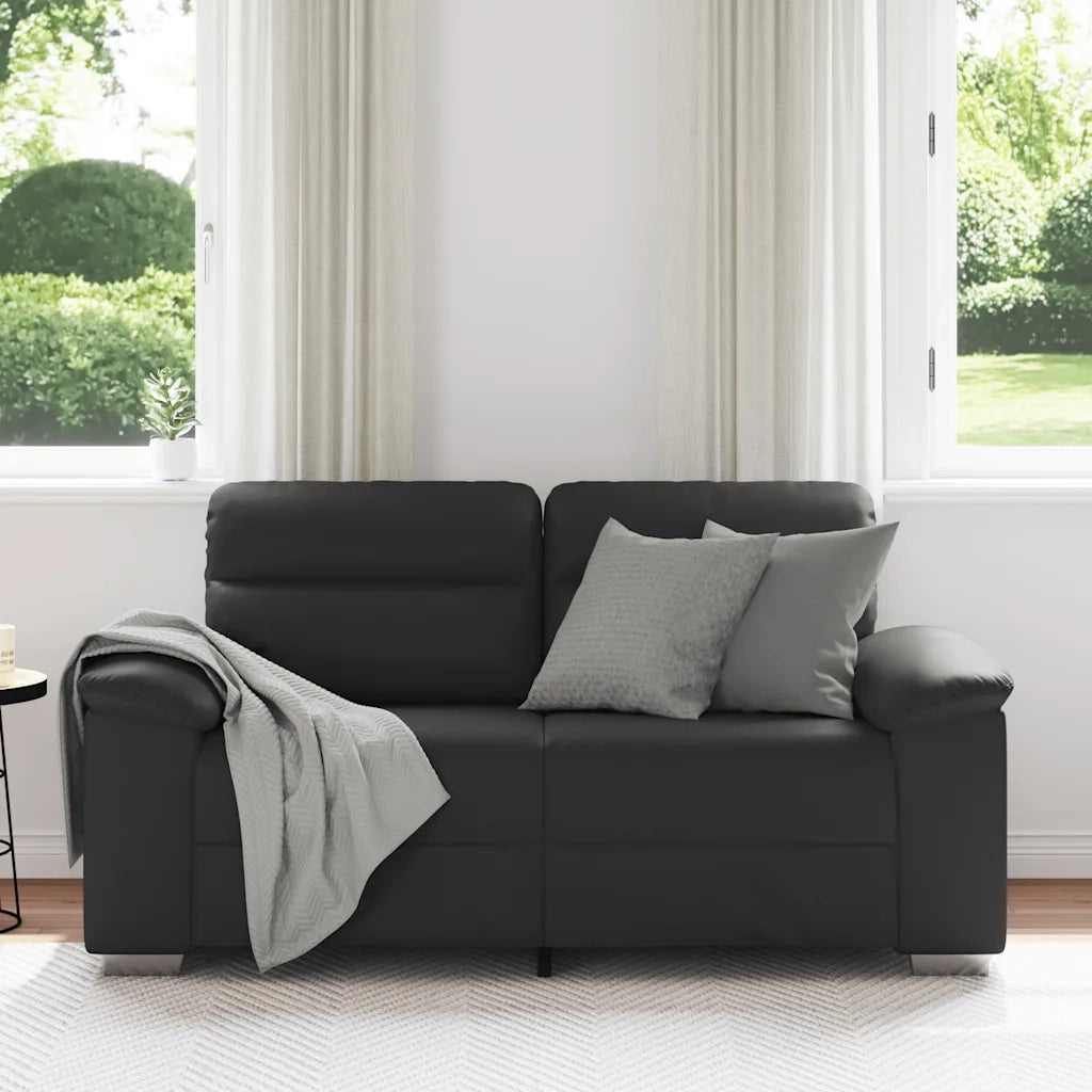 Divano a 2 posti nero 160x81x84 cm in similpelle 4105337
