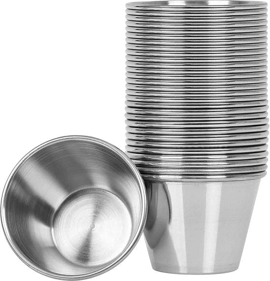 Set con 30 becher di sauciere in acciaio inossidabile, ideale per becher di portata e becher per dip, 70 ml