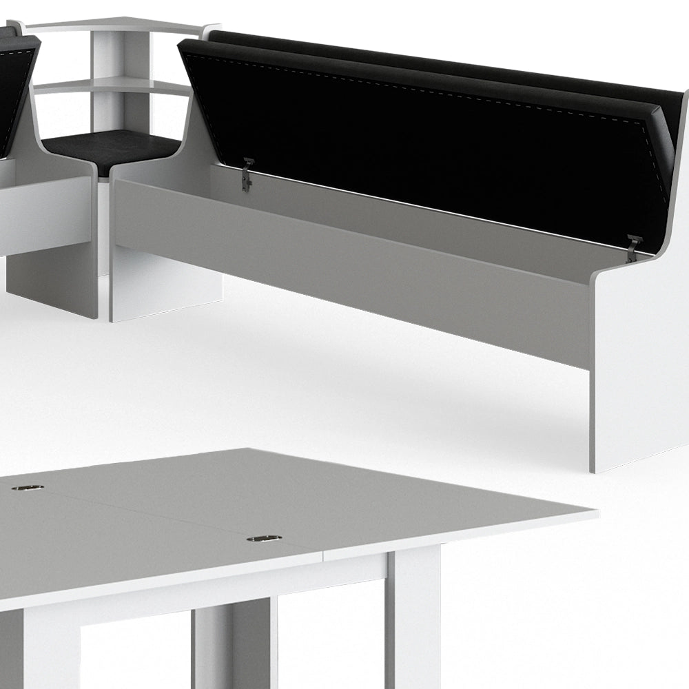Vicco Gruppo panca ad angolo Bianco 210 x 41.5 cm con tavolo