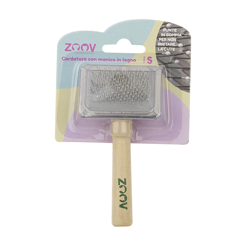 ZOOV CARDATORE C/MANICO LEGNO 6X4,5 CM- 1,0 pz
