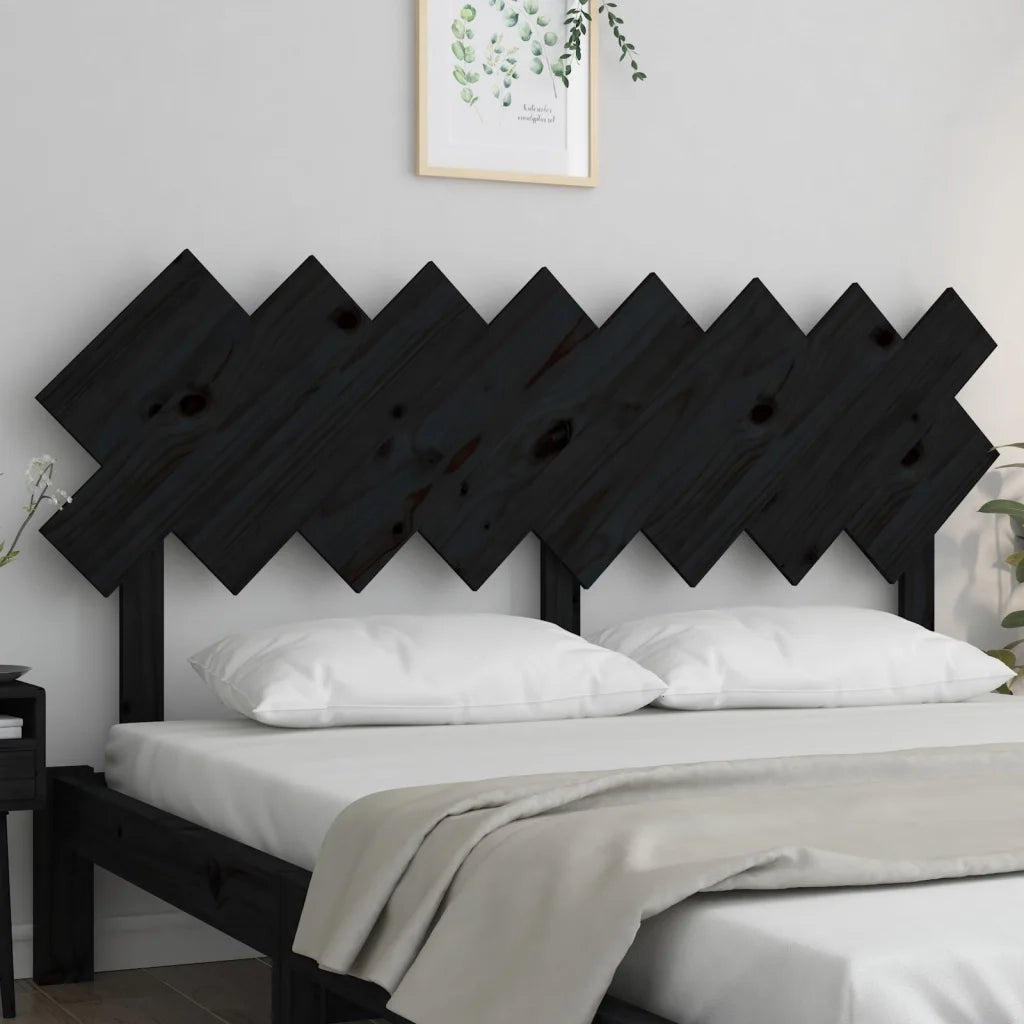 Testiera | Testata per Letto Nera 159,5x3x80,5 cm Legno Massello di Pino