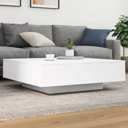 Tavolino da Soggiorno con Luci LED-Tavolino da Salotto-Tavolo Bianco 100x100x31 cm
