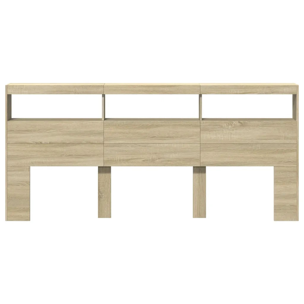 Testiera con Contenitore a LED Rovere Sonoma 220x17x102 cm 839226