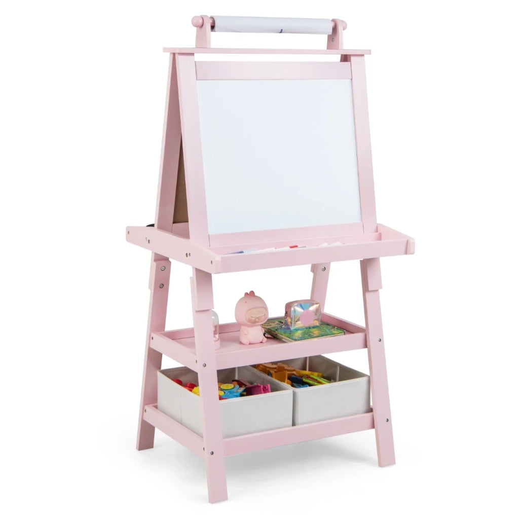 Cavalletto per bambini 3 in 1 59 x 50 x 117 cm con pratico contenitore design moderno in MDF rosa 20_0011438