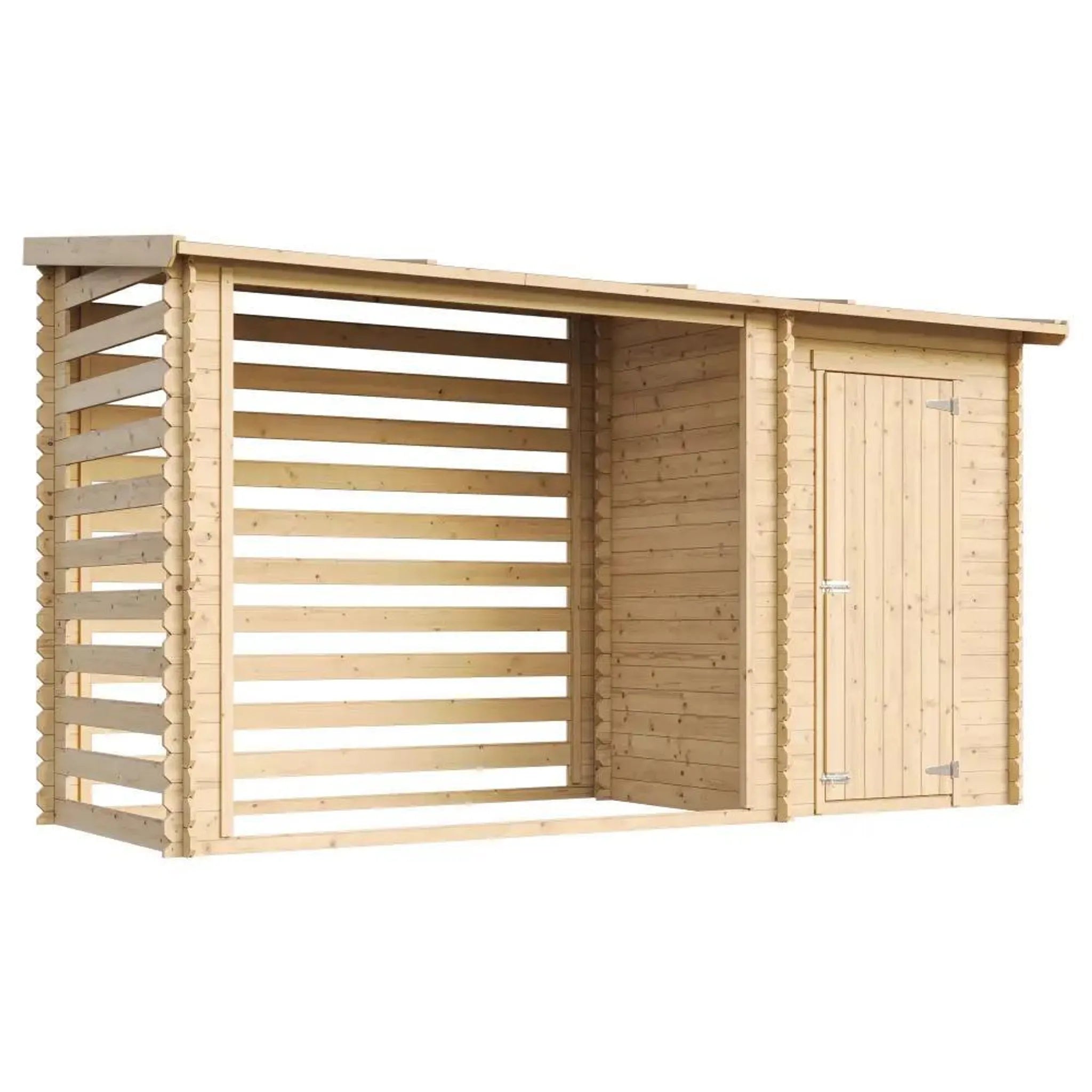 Casetta da Giardino in Legno - A199x344x130 cm - 2,54 m2+1,1 m2 - TIMBELA M205