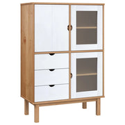 Buffet credenza cassettiera armadio mobile contenitore organizer per cucina soggiorno salotto alto 85 x 43 x 125 cm legno massello di pino bianco 02_0035151