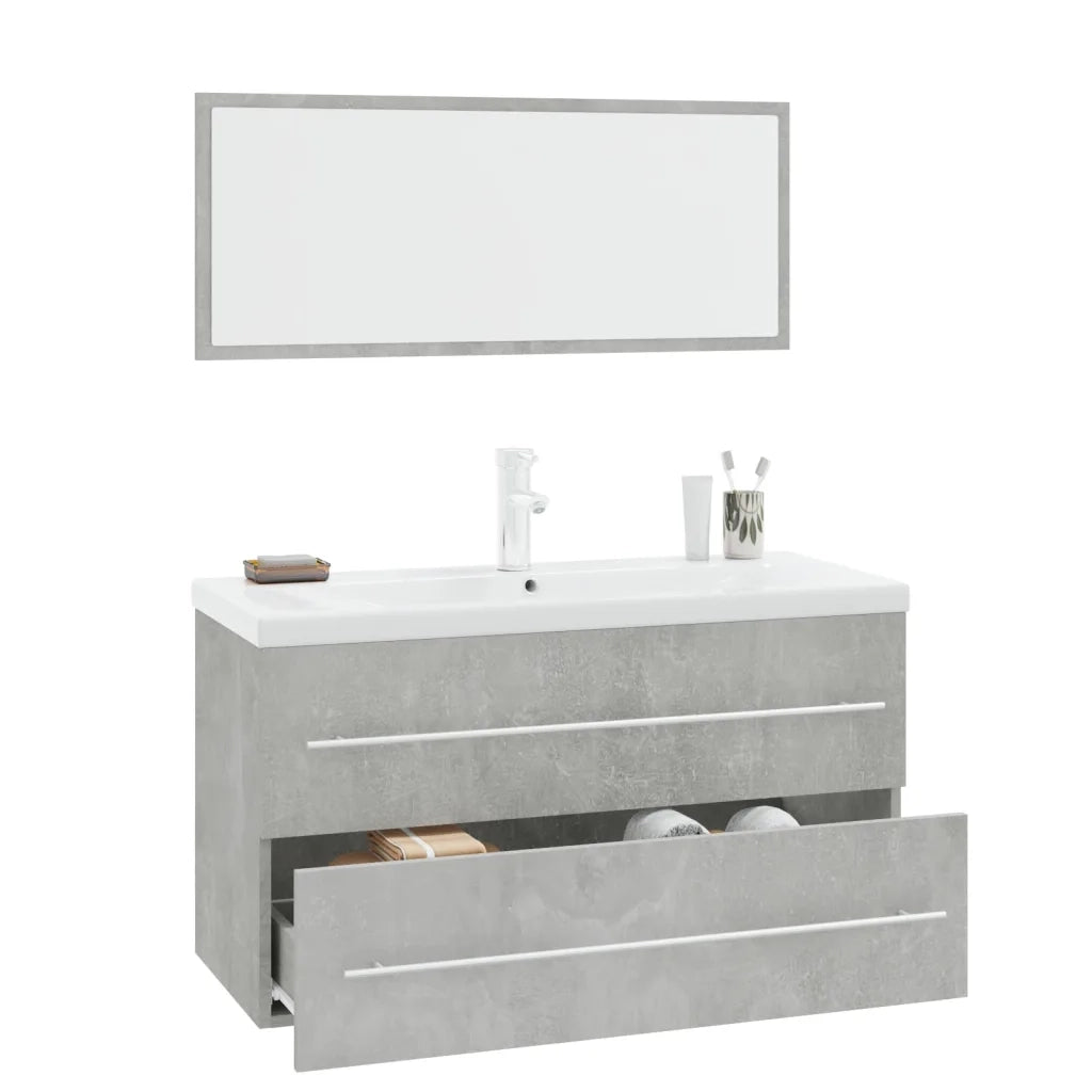 Set Mobili da Bagno 3 pz Grigio Cemento 3152851