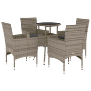 Set da Pranzo da Giardino 5 pz | Set Salotto da Giardino con Cuscini Polyrattan e Vetro