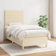 Giroletto a Molle con Materasso-Struttura Letto Crema 90x190 cm in Tessuto 607702