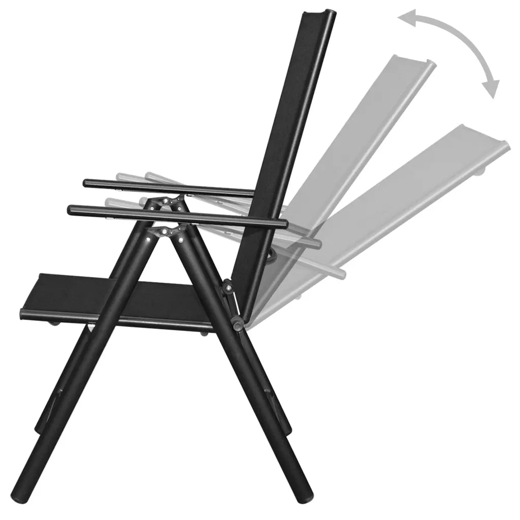 Set da Pranzo da Giardino 9 pz Pieghevole in Alluminio Nero