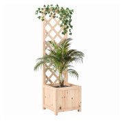 Rosy - Fioriera da Esterno con Grigliato 35x120x30 cm per Piante Rampicanti in Legno di Cedro Impregnato Natural Oak