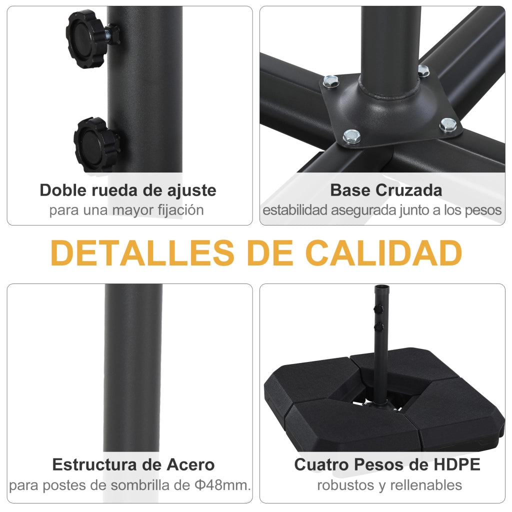 Base per Ombrellone con Pesi Riempiibili ¨C zephmum ¨C Nero 80x80x56 cm