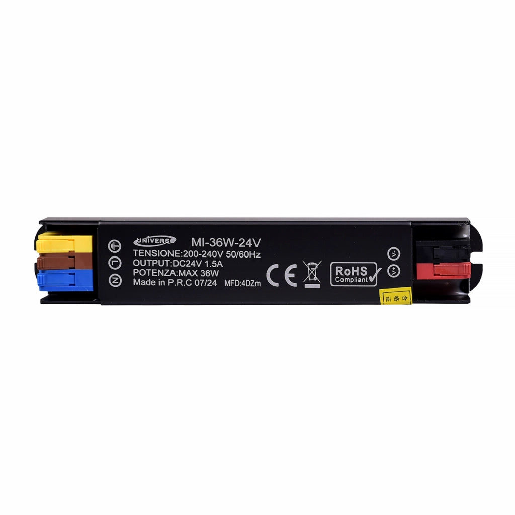 MINI TRASFORMATORE 24V 1.5A 36W IP20 - ALIMENTATORE COMPATTO E IMPERMEABILE PER LED DOMOTICA E APPLICAZIONI INDUSTRIALI