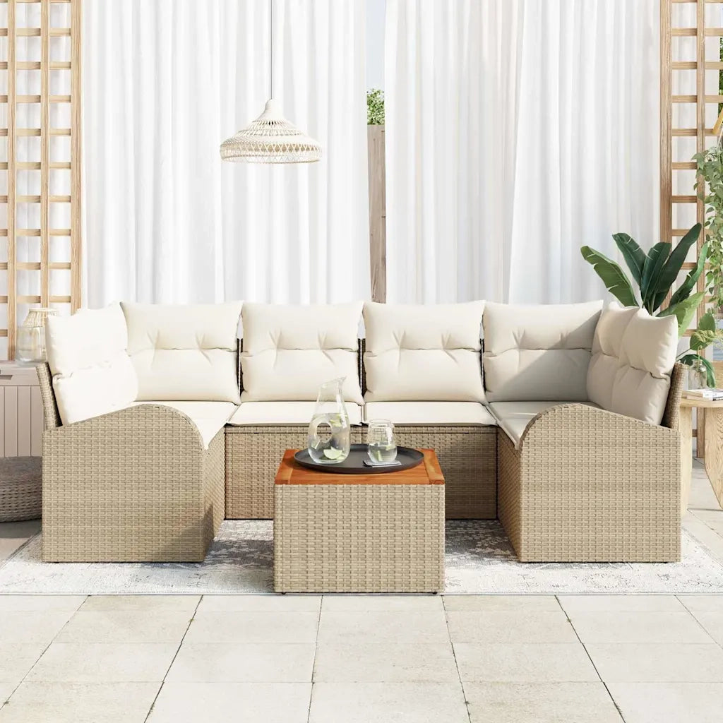 Set Divano da Giardino 7 pcs Beige e Crema polyrattan 3356202