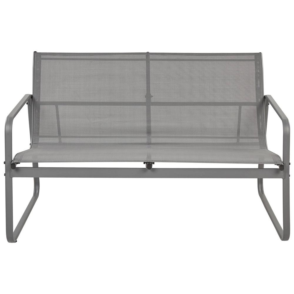 Set di divani da giardino in metallo grigio 4 posti con tavolo stile moderno