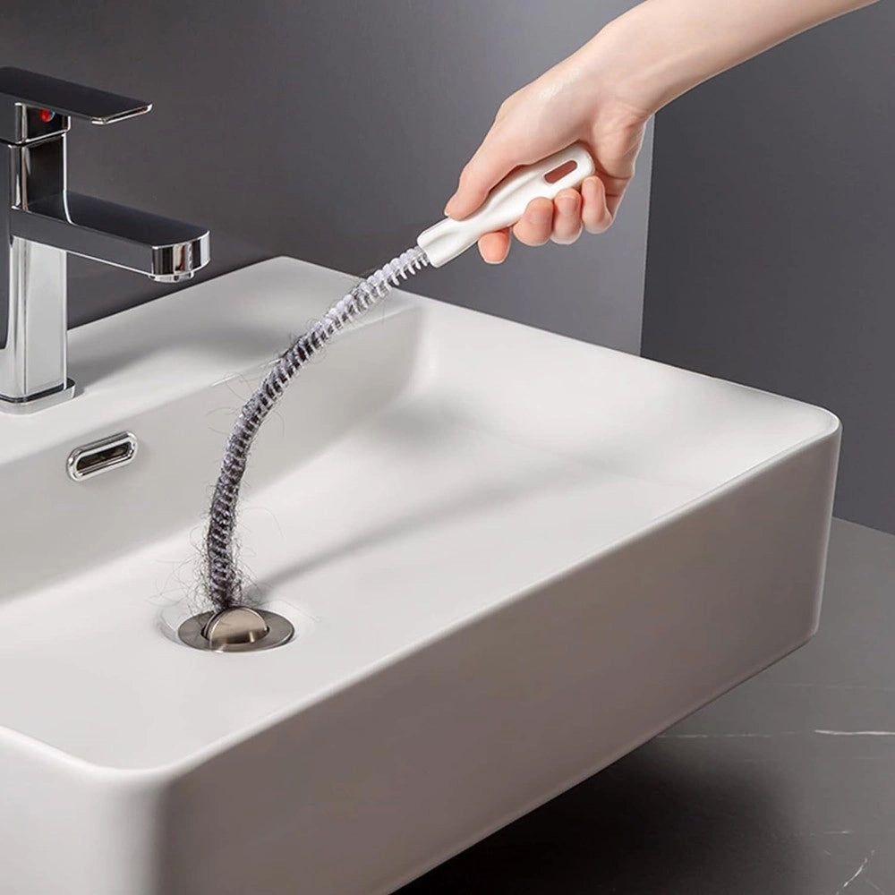 Trade Shop - Spazzola Per Scarico Lavandino Strumento Pulizia Flessibile Tubi Bagno Cucina 45cm -