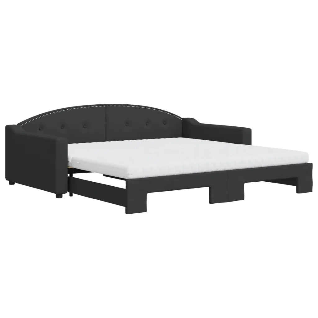 Divano Letto Estraibile con Materassi Nero 100x200 cm Tessuto 3197555