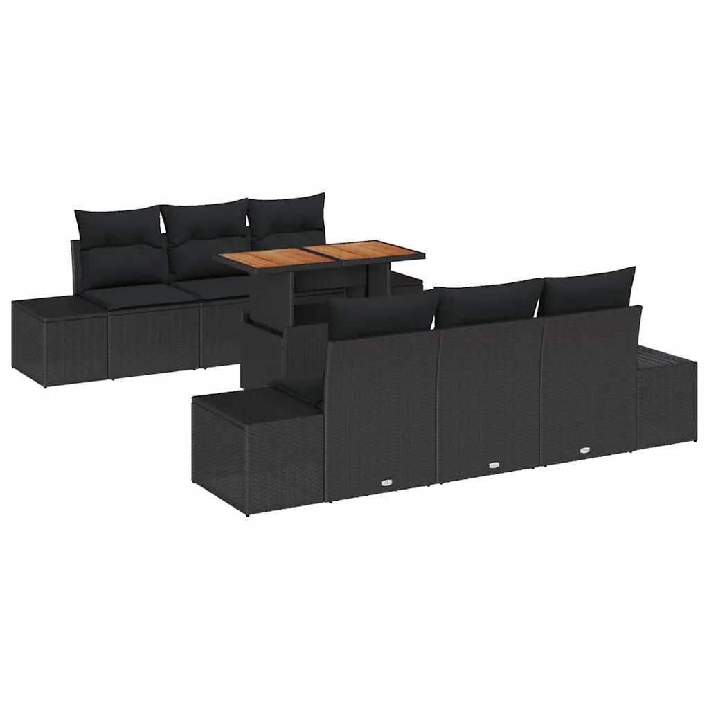 Set Divano da Giardino con archiviazione 7 pcs Nero Poly Rattan 3358648