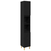 Set di mobili per il Bagno | Armadio da bagno 3 pz Nero Legno multistrato