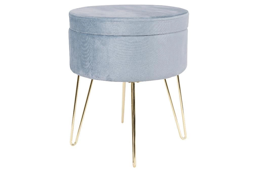 Pouf Decorativo Imbottito in Velluto Lida Grigio 37,5 x 45 cm