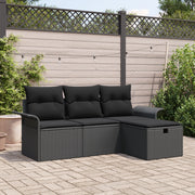 Set di divani da giardino  4 pezzi con cuscini Polyrattan Nero