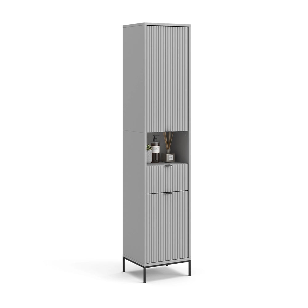 Vicco Armadio per il bagno Grigio 40 x 190 cm con ante e cassetto