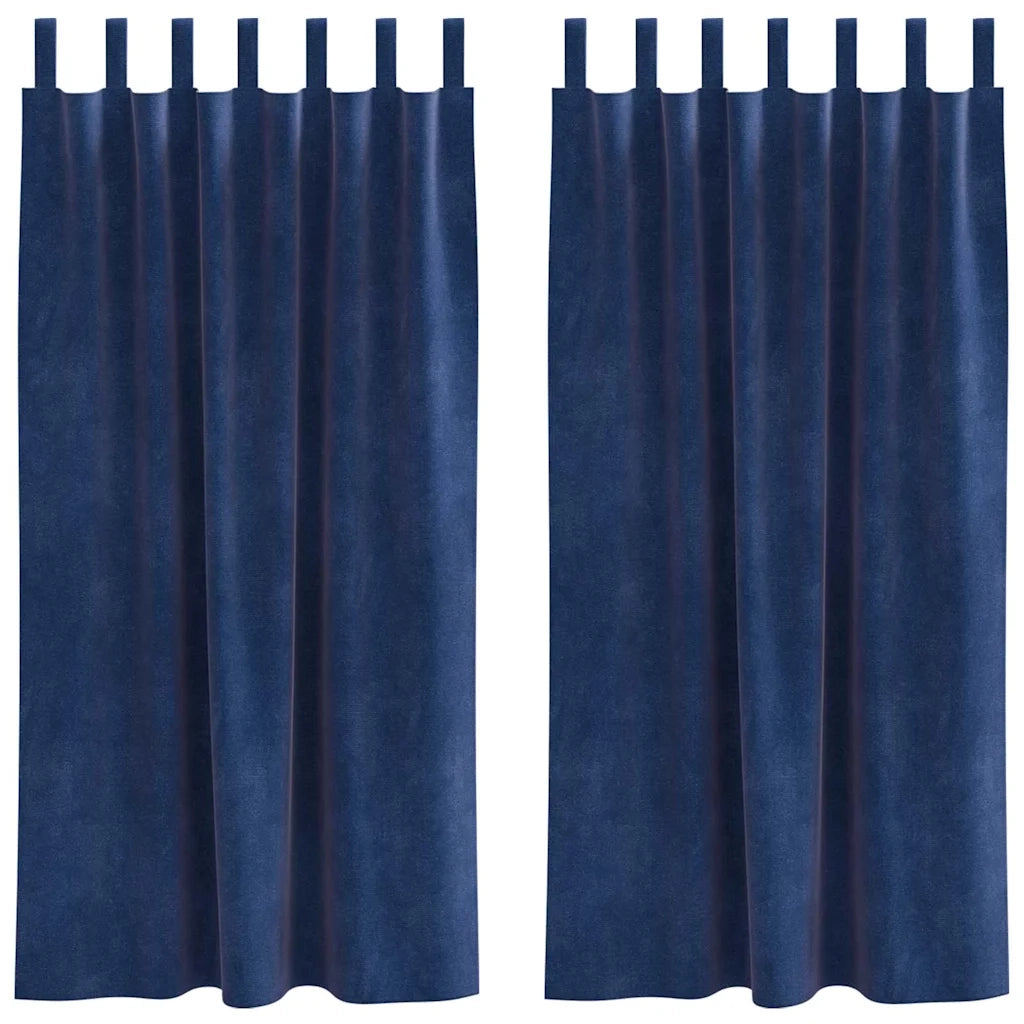 Tende Oscuranti | Tende Blackout 2 pz Blu Scuro 140 x 175 cm Velluto