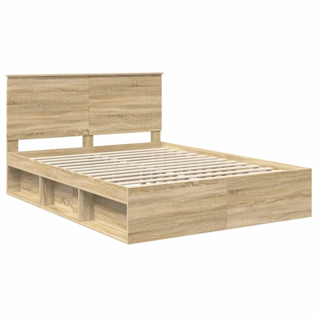 Struttura del letto Rovere Sonoma 150 x 200 cm Pino massello 3410994