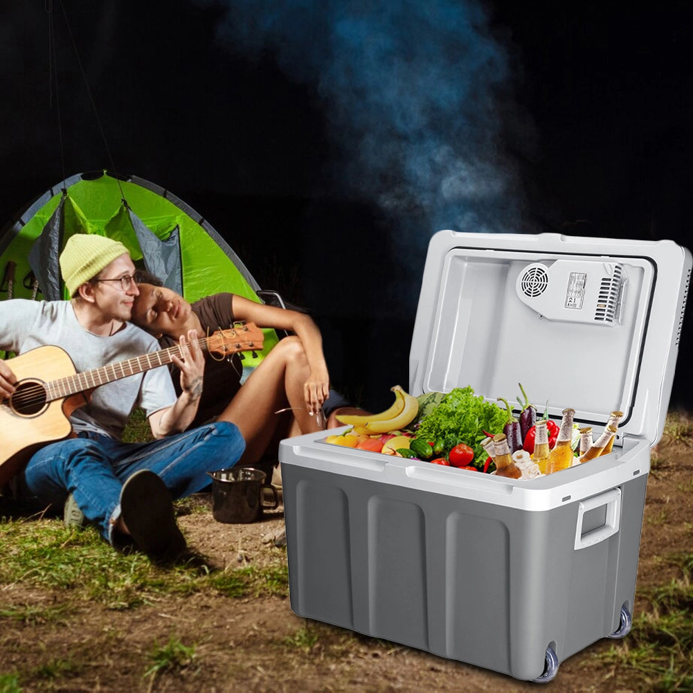 Frigorifero Elettrico Portatile 40LT Caldo Freddo 12V 230V con Ruote e Maniglia Grigio