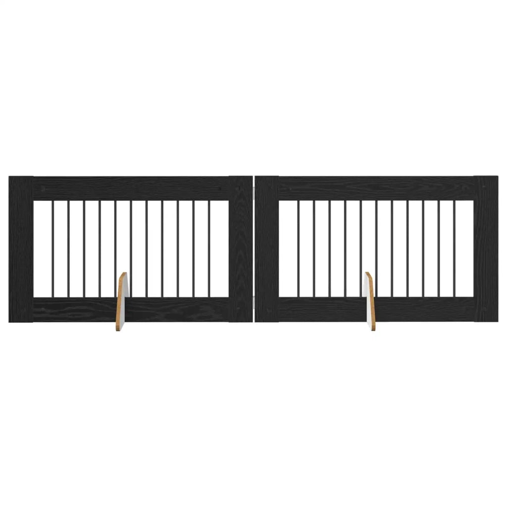 Cancello per cani con supporti 2 pcs Rovere Nero 100 x 60 cm