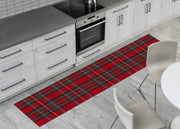 Tappeto Passatoia Con Retro Antiscivolo Disegno Natalina Lurex Tartan Scozzese Rosso - 50x180 - Natalina
