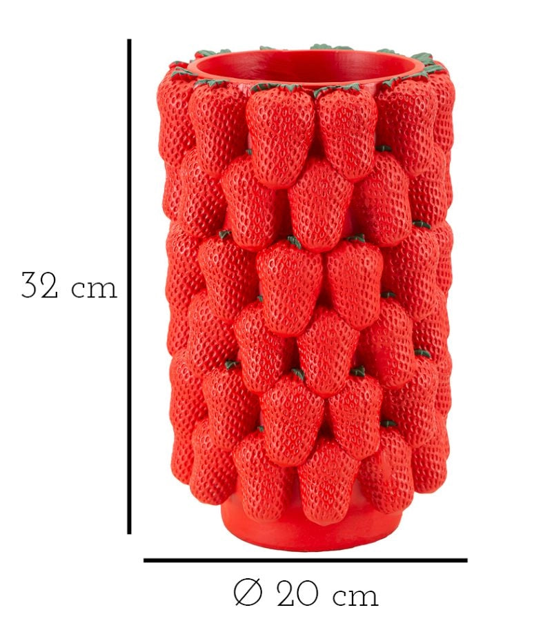 Vaso Strawberry Ø20x32 cm in Resina Rosso