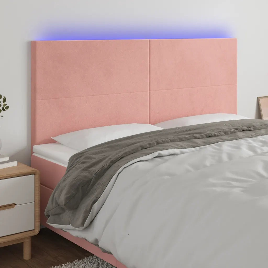 Testiera | Testata a LED Rosa 160x5x118/128 cm in Velluto