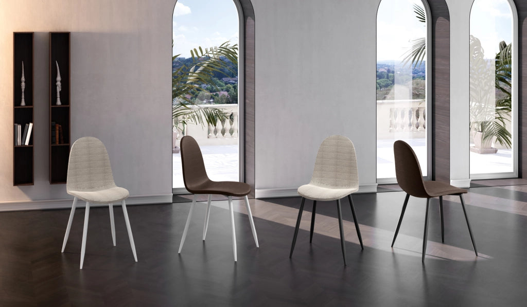Sedia Martina in similrattan beige con struttura in metallo grigio scuro - Design ergonomico per sala da pranzo 38x43x86,5 cm