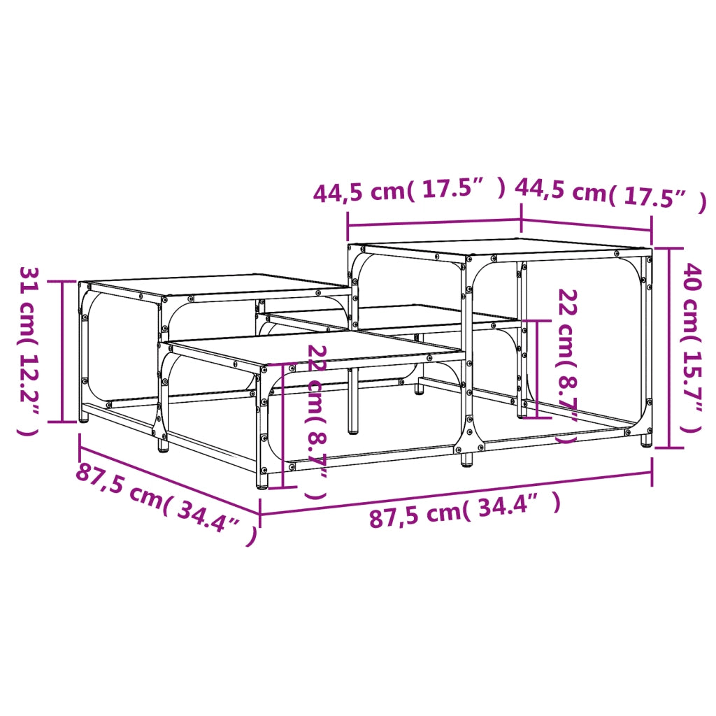 Tavolino salotto | Tavolino da caff¨¨ | Tavolino da Soggiorno Rovere Fumo 87,5x87,5x40 cm Legno Multistrato